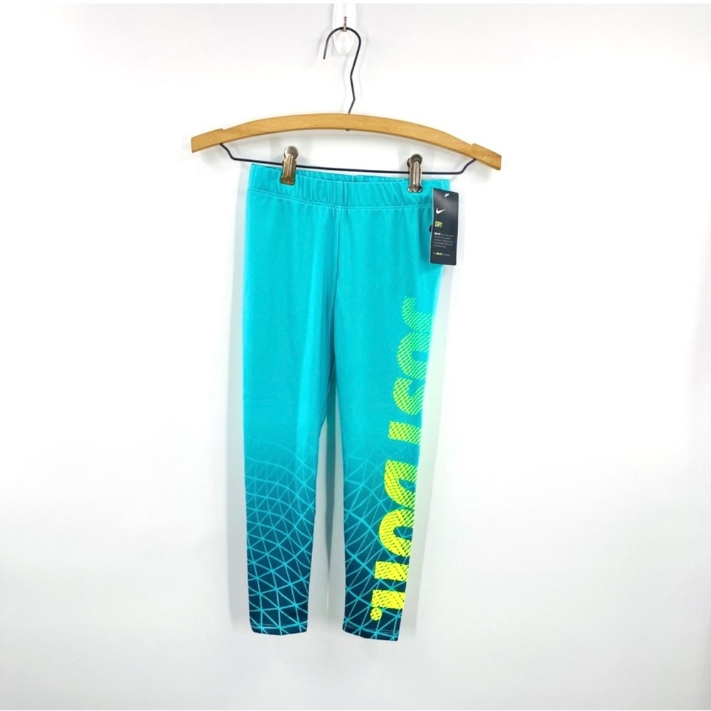 Nike Dry Fit Mid Rise ‘Hyper Jade’ Training Leggings Girls Size 4